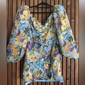 GIGII’S Floral mini dress with puff sleeves
